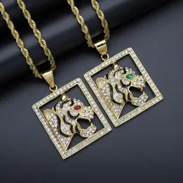 Pendant Necklaces Hip Hop Bling Iced Out Stainless Steel Animal Leopard Cheetah Square Pendants For Men Rapper Jewelry Gold Color GiftPendan