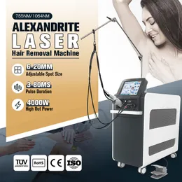 Professional 1064nm 755nm ALEX ND YAG Laser Hair Removal Device Ice Laser Titanium Depilator 4000W DCD Cooling