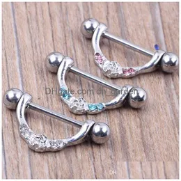 Nipple Rings Ring Body Piercing Fashion Jewelry 14G 316L Surgical Steel Bar Nickel New Design Mix 3 Color For Woman Drop Deli Dhgarden Dhuol
