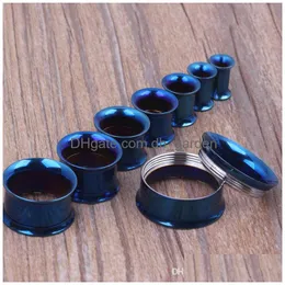 Plugs Tunnels Mix 520Mm 144Pcs/Lot Stainless Steel Plated Titanium Blue Color Internally Ear Plug Tunnel Gauges Drop Delive Dhgarden Dhtjq