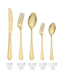 Posate in acciaio inossidabile d'oro set di posate di posate per posate di posate per alimenti includono cucchiaino da cucchiaio a forcella per coltelli BB0218