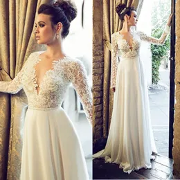 Berta Sexy A Line Abiti da sarchiatura Profondo scollo a V in pizzo Appliques Abiti da sposa in pizzo di alta qualità su misura