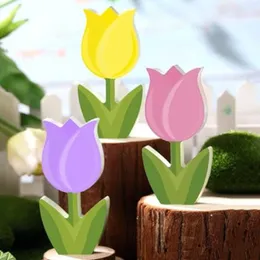 Warstwowy taca dekoracja ogrodu Tulip Flower Wielkanocny Nowy Rok stół do jadalni dekoracja Tulipan wielkanocne drewniane tulipany ornament Tulipanes de Madera de Pascua