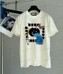 Xinxinbuy Men designer tee t shirt 23SS Paris elefant bokst￤ver trycker kort ￤rm bomullskvinnor vit svart beige xs-2xl