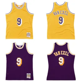 Nick van Exel Özel Basketbol Forması S-6XL Mitchell Ness Jersey 1996-97 Mesh Hardwoods Classics Retro Formalar Erkek Kadın Gençlik Sarı Mor 9