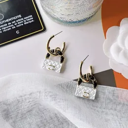 Luxury Women's Bag Earrings 18k Gold Plated Charm Earrings Black White Love Earring Designer Jewelry Couple Family Accessories Premium Gift Box