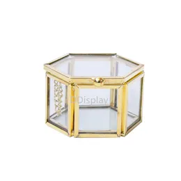 Ddisplay Wedding Rings Glass Jewelry Box Mini Gold Vintage voorstel ringbox transparante verlovingsringen sieradenkoffer voor lady251b
