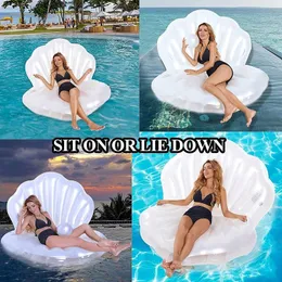 Inflatable Floats & Tubes Giant Seashell Pool Shell Floatie With A Pearl Ball Clamshell Floating For Swimming Summer BeachInflatable TubesIn
