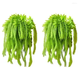 Decorative Flowers Real Touch Artificial Air Grass Green Leaves Home Outdoor Decoration Wall Hanging Plant Fake 2 Pcs