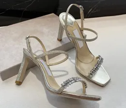 23s Perfect Summer Brand Meira Sandals Shoes Crystal Empelled Strappy Pumps Feminine Stiletto Heel Evening Dress Bridal Wedding Dress Sandalias Shoe EU35-43.box