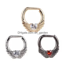 Näsringar Studs 316 L Surgical Steel Zircon Ring Hoop Body Jewelry Fake Septum Piercing Drop Delivery Dhgarden Dhrsx