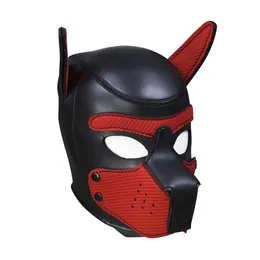 Feestmaskers pup Puppy Play Dog Hood Gevoted latex Rubber rol Cosplay Volledig hoofd Halloween speelgoed voor koppels 210722293S