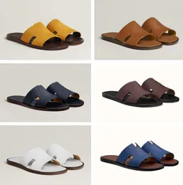 Män tofflor designer läder sandaler izmir flip flop oran arv kalvskinn sandaler sommar lat stor strand platt topp casual glides pump 39-46 låda