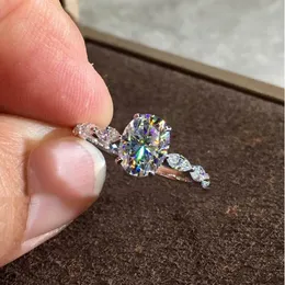 Natural Oval Moissanite Gemstone REAL 14K أبيض للخطورة المجوهرات الذهب الأبيض للنساء قناة وضع Anillos de Bizuteria Ring