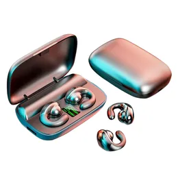 Bone Conduction Mobile Phone Wireless Earphones Bluetooth Headphone LED Display Binaural Mini Sports Earhook Headset 2200mah Charging Case Cell Phone Power Bank