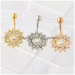 Anelli di bottoni a campana dell'ombelico junlowpy sier rose oro 3 colori mix all'ingrosso gioielli piercing pancia drop droplese dhgarden dh0ce