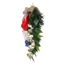 Decorative Flowers & Wreaths 4th Of July Wreath Patriotic Summer Floral Garland For Front Door Handcrafted Memorial Day Festival DecorationD