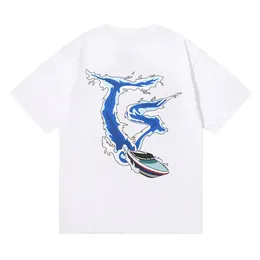 NEW Trapstar Mens Lighter Blue Flame T-Shirt Speedboat Spray Print T Shirts High Quality 100% Cotton Women Loose Casual Short Sleeved 907