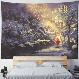 Tapestries عيد الميلاد ورأس السنة الجديدة رقص الحفلات الجدار المعلقة عطلة هدية الثلج زيت الرسم الفني غرفة المنزل