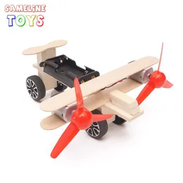 Tr￤ elektriska taxiflygplan stam handgjorda vetenskapliga experiment kit fysiska pussel diy leksaker f￶r 7-14 ￥r barn