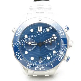 3 styles Men's Super OMF Factory 7750 Wristwatches Calibre 9900 Automatic Movement 44mm High Grade Blue Ceramic Bezel Deployant Buckle Chronograph Date Sapphire
