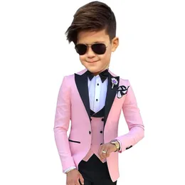 Formeller Jungenanzug für Hochzeit, Kinder-Smoking, 3-teiliges Set aus Jacke und Hose, Weste, Kinder-Blazer, individuelle Kinderanzüge für 3–16 Jahre