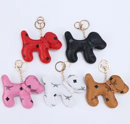 5 stil tasarımcı karikatür hayvan küçük köpek yaratıcı anahtar zincir aksesuarları anahtar yüzük pu deri mektup desen araba anahtarlık mücevher hediyeler aksesuarları