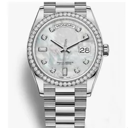 Luxury Mens Women Unisex Watch Daydate Pearl Dial Diamond Automatic Mechanical Movement Sapphire Glass Stainless Steel Men Lady Wa1873