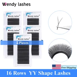 Makeup Tools 5pcslot 16 Rows YY Shape Eyelashes Extensions Two Tip Lashes CD Curl 815mix Handmade Natural Wendy Lashes Soft Free Ship 230217