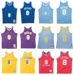 Bryant sömnad baskettröja svart Mamba S-6xl Mitchell Ness Jersey 1996-97 Mesh Hardwoods Classics Retro Jerseys Men Women Youth Purple Yellow 8