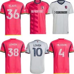 2023 2024 St. L OUIS CITY SOCCER JERSEYS HOME AWAY NEW ST LOUIS'RED 'SC WHITE NILSSON 4 KLAUSS 36 NELSON GIOACCHINI VASSILEV BELL PIDRO FOOTBULE SHARTHITE