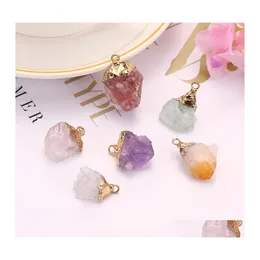 Charms Naturkristall Irregar Rohstein Anhänger Rosenquarz Amethyst Anhänger für Halskette Schmuck Drop Lieferung Erkenntnisse Komponenten Dhlwe