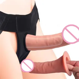 Strap On Realistic Dildo Panties Penis Sleeve Adult Enhancer Enlargement For Women Men Female Lesbian 210721284a
