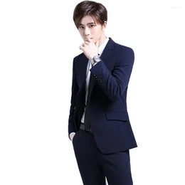 남성용 정장 남성 재단사 재단사 블레이저 Serge Heavy Fabric Formal Business Wear Office Navy Grey Black Color Two Button Male Jacket