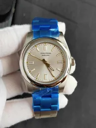 Azul de 36mm Sky Blue Tiff Face Womens Wristwatches Amantes de moda Casais Estilos de movimentos mec￢nicos autom￡ticos homens de a￧o inoxid￡vel assistem a mulher que est￡ de fivela de fivela de mulher