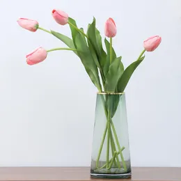 Dekoratif Çiçek Çelenkleri Nordic Style Lale Simülasyon Buket 10 PCS Çok renkli oturma odası masaüstü çiçek kapalı masa FloristryDecora