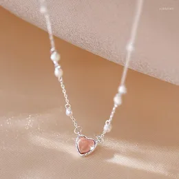 Colares pendentes Fashio Opal Love Heart Charm Round Pearl Bead Colar para Mulheres Meninas Declaração de Casamento Party CARKER DOKER DZ503