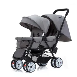 Auto DVR passeggini# Twin Baby Stroller può sedersi e sdraiarsi carrelli a doppio sedile leggero a quattro ruote Highland Scape a doppio sedile 04 anni Dr Dhivm