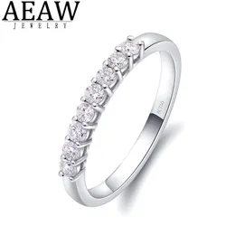 4K vitt guld 0,25ctw 2mm df rund klippt engagemang wedding moissanite lab odlad diamantband ring för kvinnor
