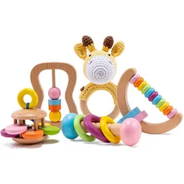 Giocattoli biologici in legno in legno per bambini giocattolo fai -da -te colpi di crochet solo bracciale teether set per bambini product toddler giocattolo 2109261k