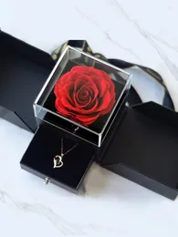Dekorativa blommor Romance Simulation Rose Flower Jewelry Box Ornament Festival Party Neckan Ring Double Drawer Gifts Dekorationer