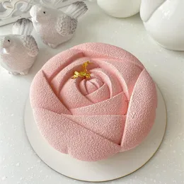 Baking Moulds SJ 3D Rose Flower Cake Mould Silicone Molds Diy Valentine's Day Wedding Dessert Mousse Kitchen Pastry Bakeware Tools 230217