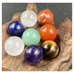 Stone 16Mm Round Ball 7 Chakra Set Reiki Natural Crystal Stones Ornaments Quartz Yoga Energy Bead Healing Art Craft Yydhhome Drop De Dh7Ji