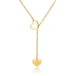 Kreatywne proste serce miłosne wisior kobiet w kształcie litery Y Naszyjnik ze stali nierdzewnej Złoty srebrny łańcuch kanał mody biżuterii