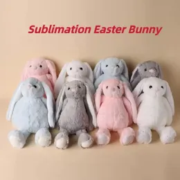 Novo dia de páscoa de 30cm de sublimação de 30cm Bunny Plush Long Ears Bunnies com pontos rosa cinza azul branco bonecas de coelho