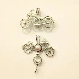 Pendant Necklaces Rhodium Plated Motorbike Locket Charm Can Open & Hold Bead Motorcycle Fitting For DIY Bracelet Necklace Jewelry