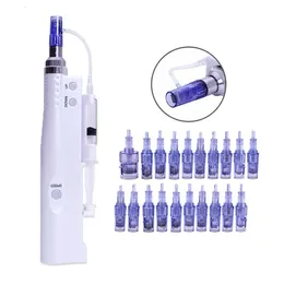 Face Massager Hydra Injector Derma Pen Or 12 Pin Needle Cartridge And Tube Portable Aqua Microneedling Meso Therapy Smart Machine 230217