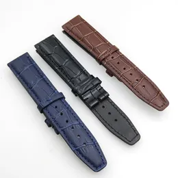 20mm Bamboo Crocodile Calf Leather 16mm Buckle Clasp Band Strap For IWC Watch