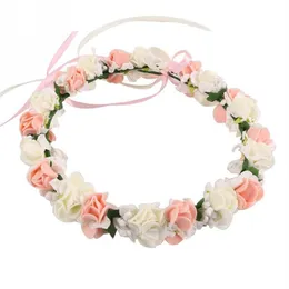 Meninas de noiva de casamento coroa de flores de flores para mulheres crian￧as cabe￧a rosa roxo rosa rosa artesanal tiara moda headpiece299p