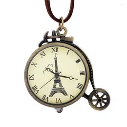 Pocket Watches Fashion Quartz Men Kvinnor Halsband Bronze Antique Pendant Leather Watch Chain Relogio Bolso Antigo